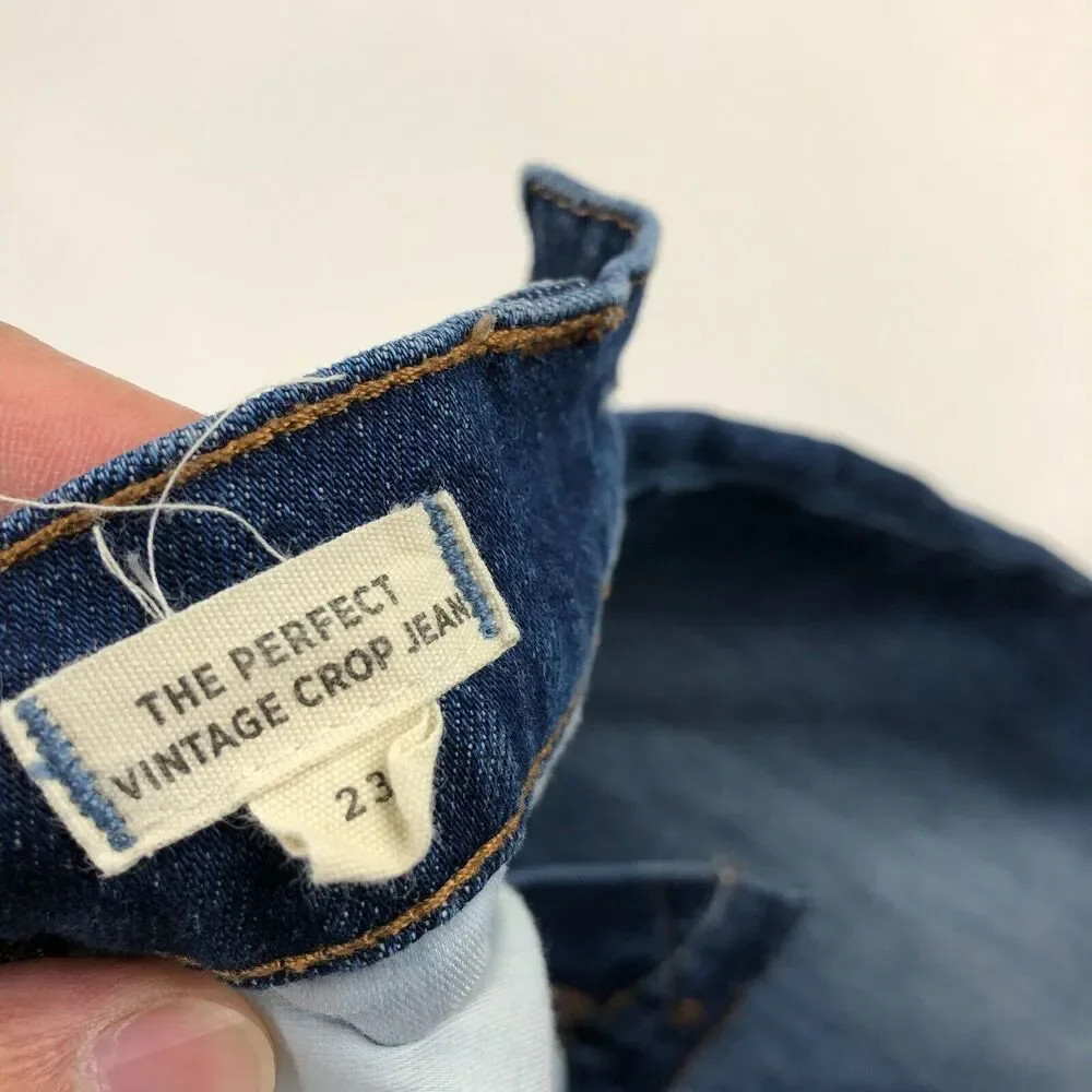 Madewell High Rise The Perfect Vintage Crop Jeans 23 (Actual 24W 20.5L) Raw Hem